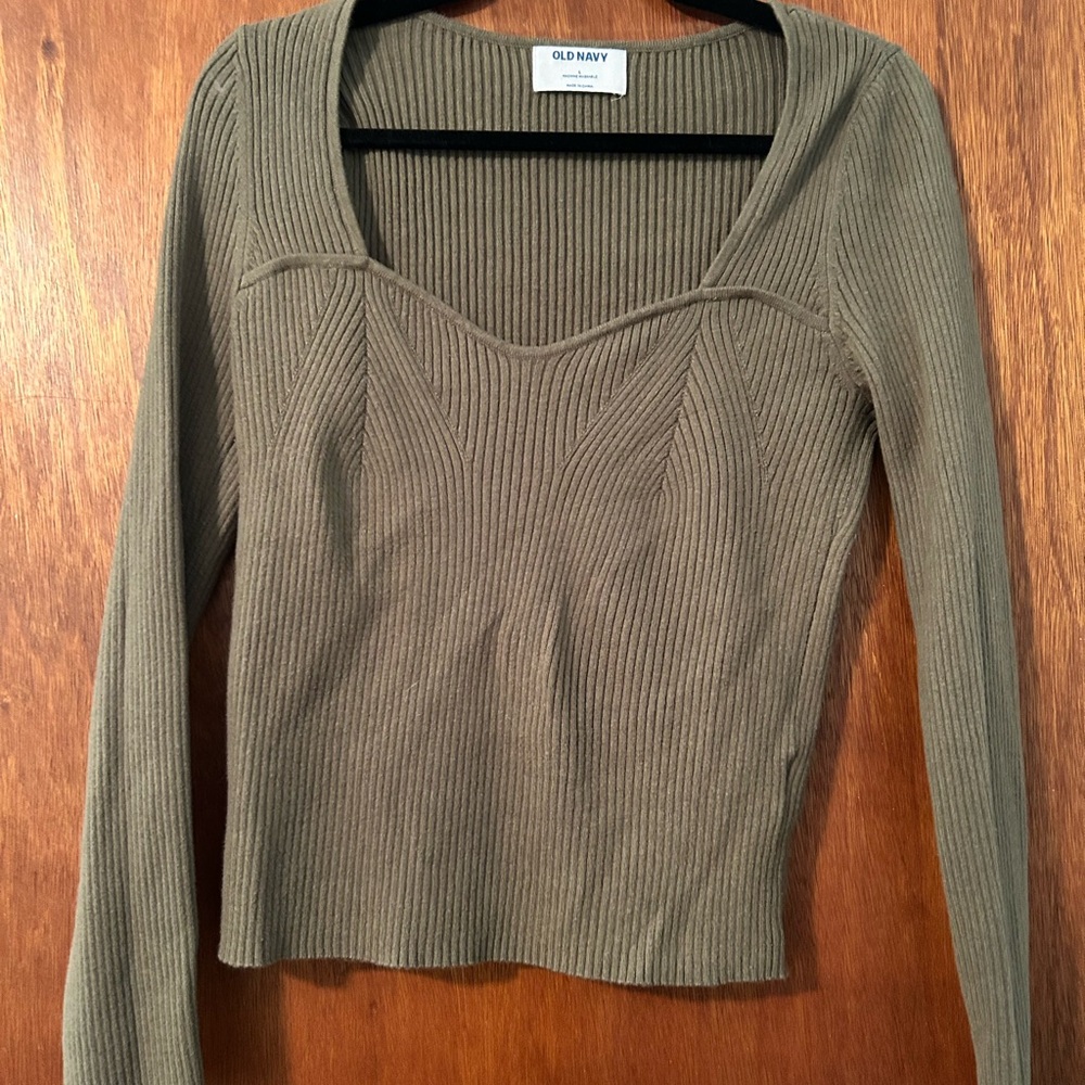 Old Navy Khaki Ribbed Knit Top